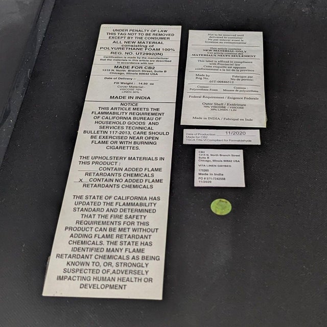 Cb2 Vita Modern Cream Upholstered Sofa With Black Metal Legs For Sale - Image 9 of 9