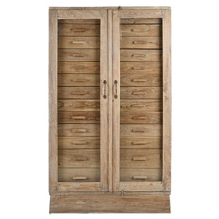 Solid Wood Storage Unit with Glass Doors For Sale