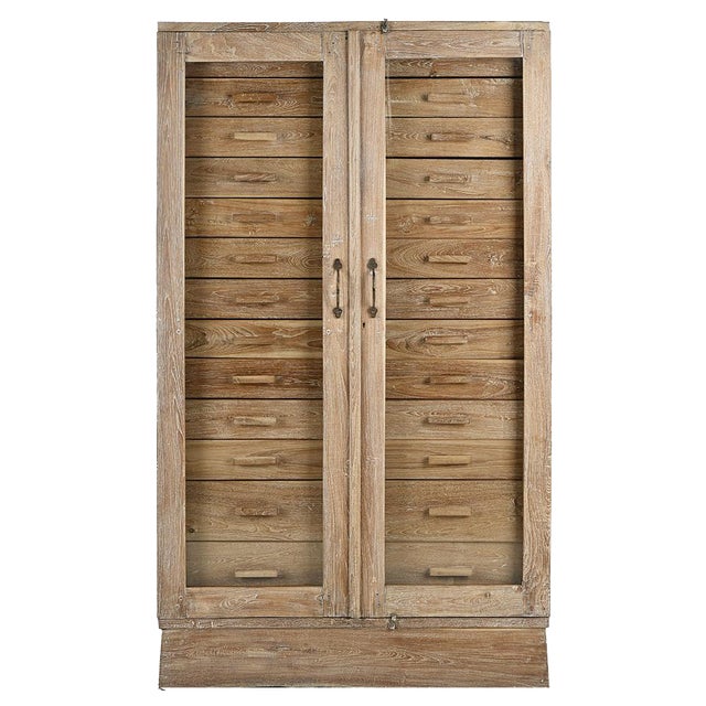 Solid Wood Storage Unit with Glass Doors For Sale