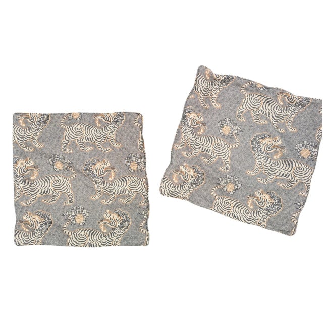 Designer Chinoiserie Tibetan Tiger Pillow Covers - A Pair For Sale In Charlotte - Image 6 of 16