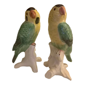 Pair of 1990s Chelsea House Yellow Porcelain Birds