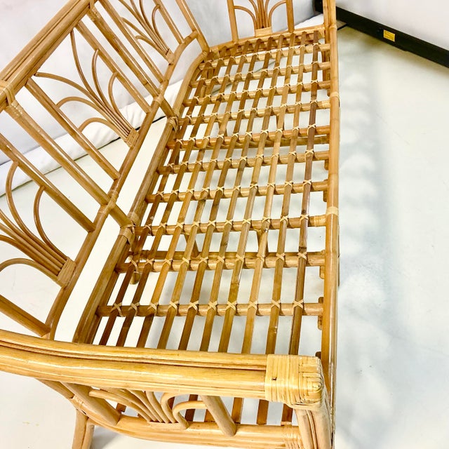 1970s Vintage Coastal Boho Chic Hollywood Regency Ficks Reed Bamboo & Rattan Sofa For Sale - Image 10 of 18
