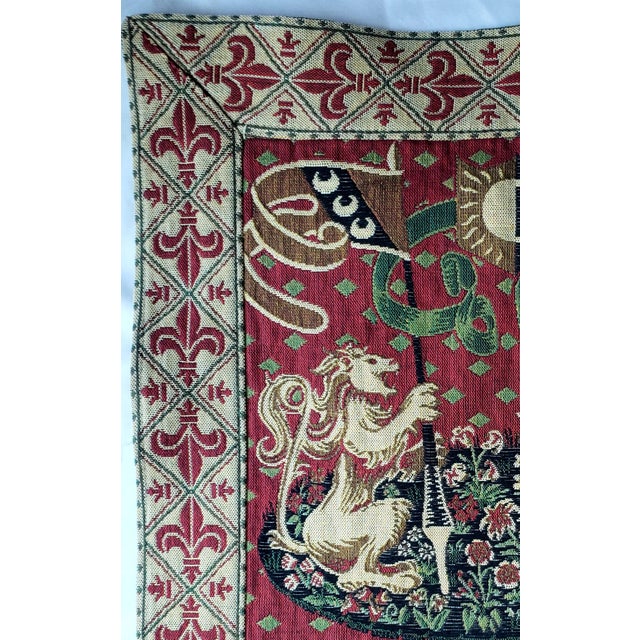 Textile Late 20th C. Vintage French "The Lady and the Unicorn" Woven Tapestry Runner For Sale - Image 7 of 17