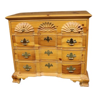 Chippendale Knotty Pine Block Front Chest For Sale