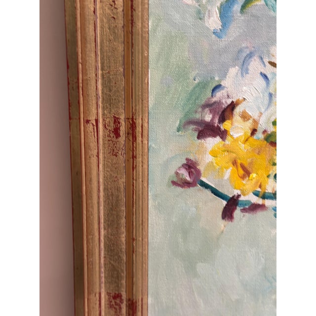 Jan Sonne, Still Life with Flowers in Vase, 1980, Oil on Canvas, Framed For Sale - Image 8 of 18