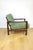 Vintage Brown Wooden Armchair in Green-Olive Jeans Design from Z. Bączyk, 1970s For Sale - Image 9 of 9