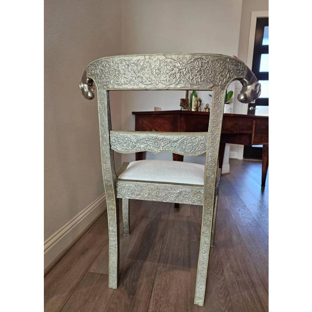 Vintage Anglo-Indian Silvered Metal-Clad Chair For Sale - Image 9 of 13