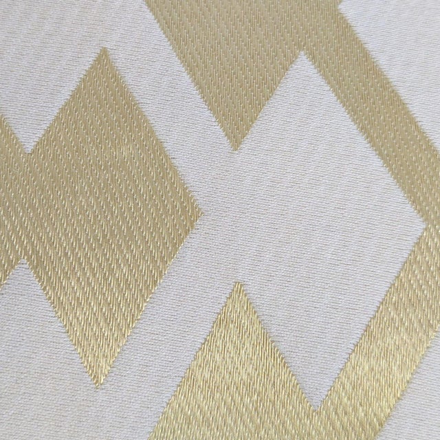 Lee Industries Modern Accent Lounge Chair With Gold and Cream Diamond Pattern Upholstery For Sale In San Francisco - Image 6 of 9