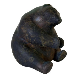 Vintage Tony Evans Studio Art Pottery Raku Bear Sculpture For Sale