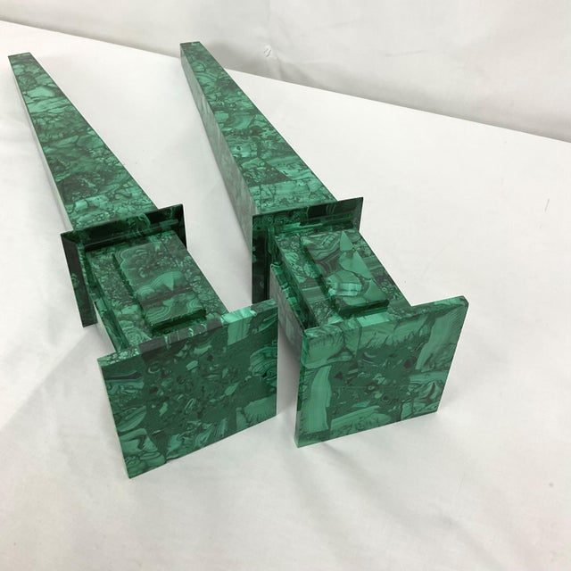 Natural Malachite Obelisk Pair For Sale - Image 11 of 11