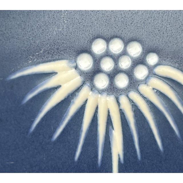 Blue Mid-Century Modern Danish Model 2071 Studio Pottery Bowl with Flower Design from Søholm, 1960s For Sale - Image 8 of 13