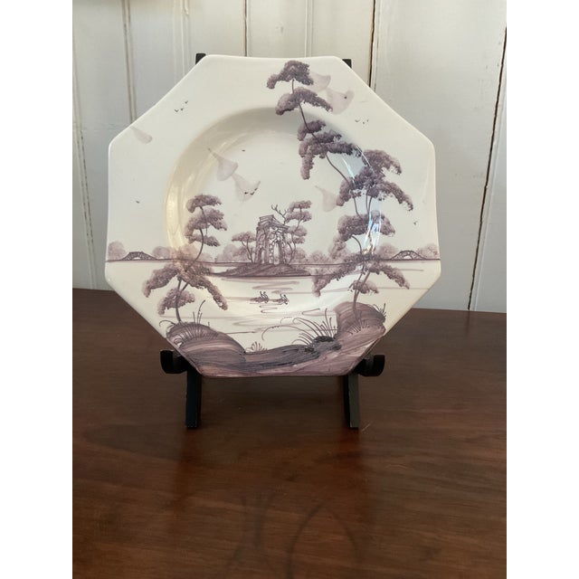 Eggplant Isis Salad, Dessert or Appetizer Plates, 8” Hand Painted Ceramic - Set of 8 For Sale - Image 8 of 12