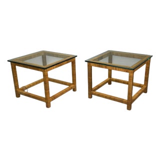 Bielecky Brothers, Modern Side Tables, Cane Wrap, Glass, Usa, 21st C. For Sale