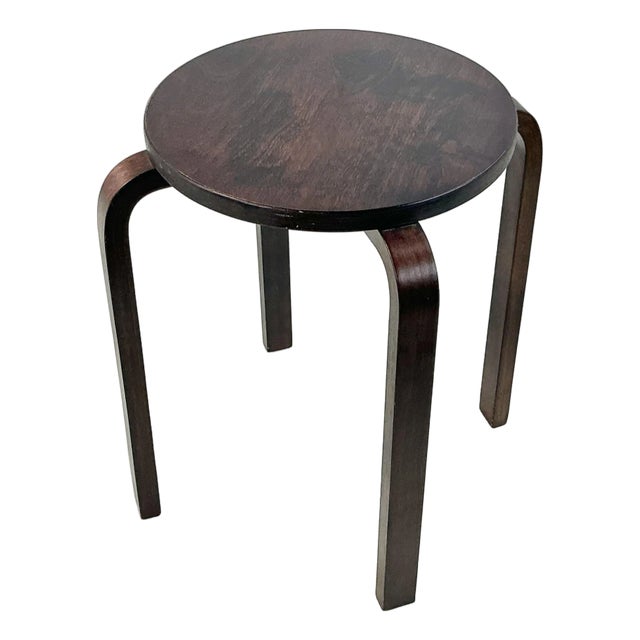 1980s Vintage Danish Modern “Dot” Tripod Bentwood Stool or Drinks Table After Arne Jacobsen. For Sale