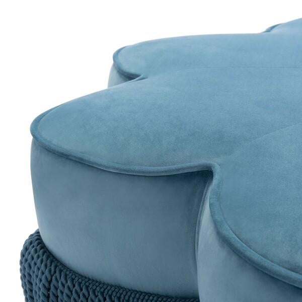 Tanith Flower Ottoman - Dusty Blue For Sale In Philadelphia - Image 6 of 9
