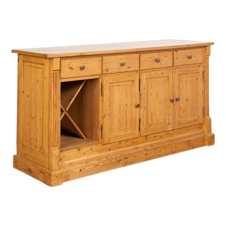 Vintage Pine Freestanding Counter Kitchen Island With Wine Rack, Denmark Circa 1960-80 For Sale