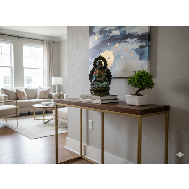 Vintage Cloisonne Enamel Lotus Bodhisattva Metal Buddha Statue For Sale In San Francisco - Image 6 of 11