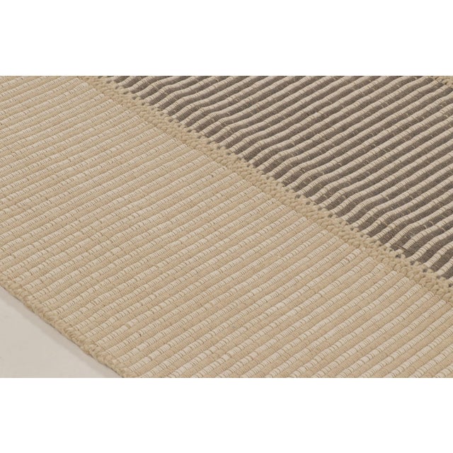 Traditional Rug & Kilim’s Contemporary Kilim With Textural Stripe Design in Beige & Gray For Sale - Image 3 of 10