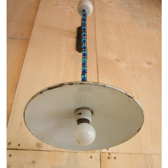 Blue Vintage Industrial Enamel Ceiling Lamp, 1920s For Sale - Image 8 of 14