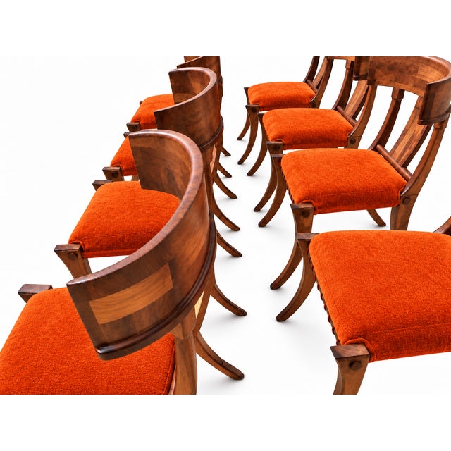 2000 - 2009 Mid Century Style Solid Walnut Klismos Dining Chairs. Set of 6 For Sale - Image 5 of 6