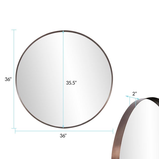 Gold Steele Brass Round Mirror For Sale - Image 8 of 9
