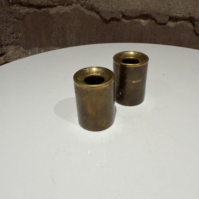 1960s b.c.a. Brass Candle Holders or Oil Lamps From Denmark Mid-Century Modern For Sale - Image 5 of 11