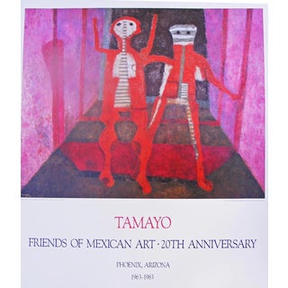 80s Vintage Original Rufino Tamayo Mexican Art Exhibition Poster For Sale