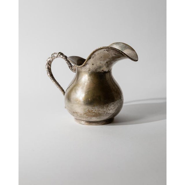 Vintage Hammered Silver Plated Creamer with Twisted Handle by Calegaro Padua, 1920s For Sale - Image 12 of 12