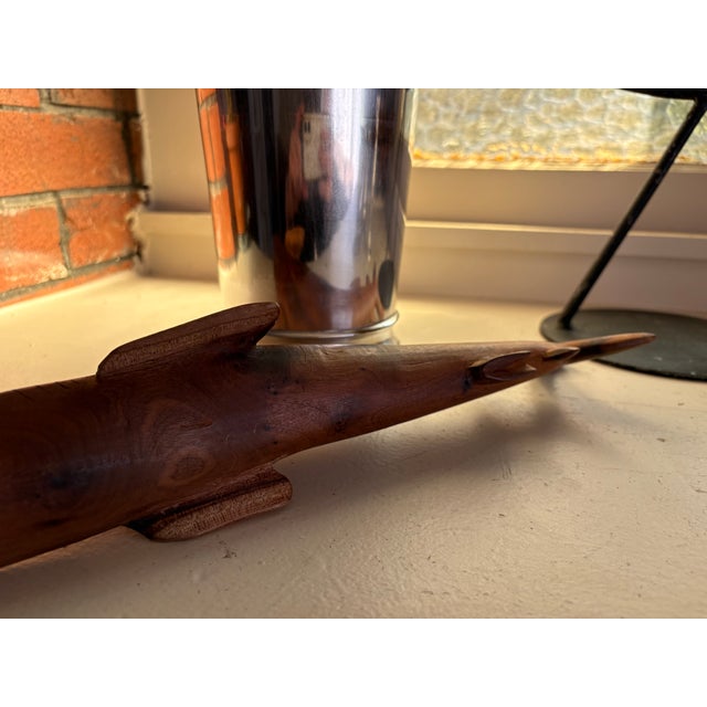 Vintage Hand-Carved Wood Shark Folk Art Sculpture For Sale - Image 15 of 16