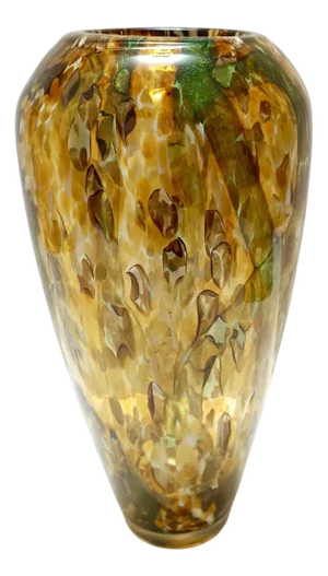Large Yellow and Green Murano Glass Vase with Aventurine attributed to Fratelli Toso, 1960s