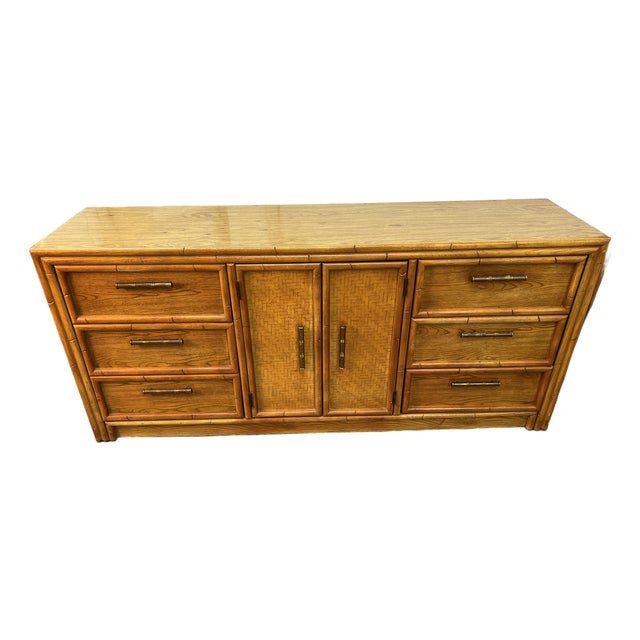 Mid 20th Century Faux Bamboo Credenza by Lea For Sale