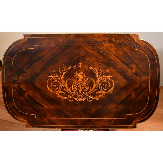 19th French Louis XV Rosewood Inlaid Center Table With Ormolu Mounts Desk For Sale - Image 16 of 18