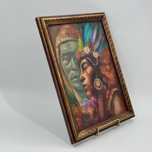 Original Contemporary Indigenous Warrior Oil Painting on Panel For Sale - Image 4 of 8