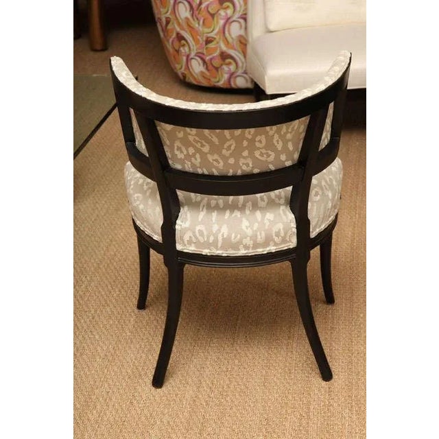 Wood Vintage 1940's Grosfeld House Regency Wood Side Chairs With Cream and Off White Leopard Upholstery Pair Of For Sale - Image 7 of 10