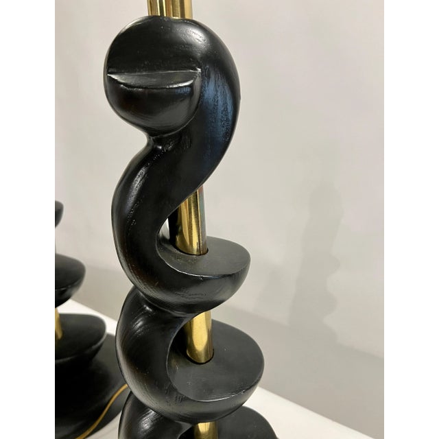 Sculpted Spiral Wood Lamps by Light House Light and Shade Co. For Sale - Image 9 of 9