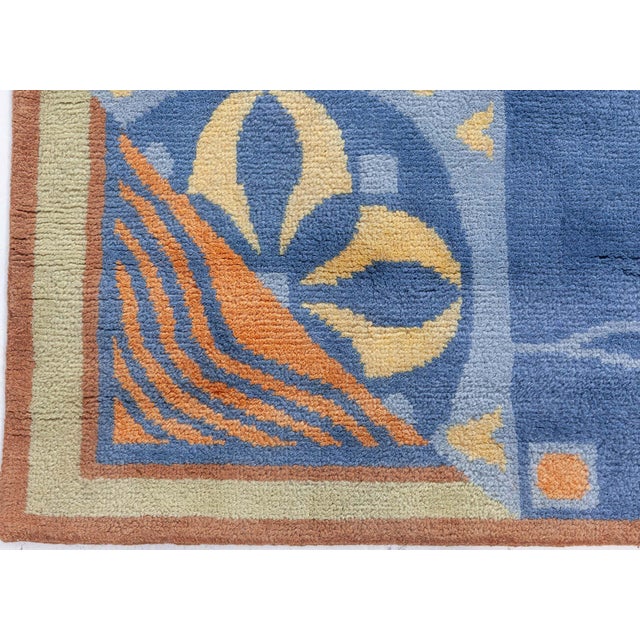 Early 21st Century Viennese Inspired Blue Hand-Knotted Wool Rug by Doris Leslie Blau For Sale - Image 5 of 9