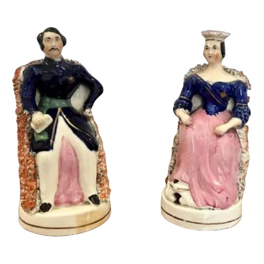 Victorian Staffordshire Royal Figures, 1860s, Set of 2 For Sale