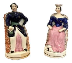 Victorian Staffordshire Royal Figures, 1860s, Set of 2