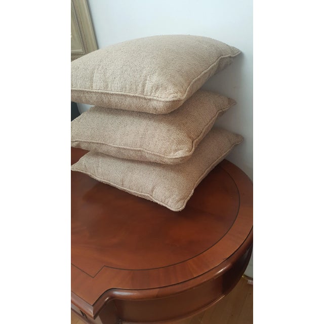 2000 - 2009 Contemporary Taupe Matching Throw Pillows - Set of 3 For Sale - Image 5 of 7