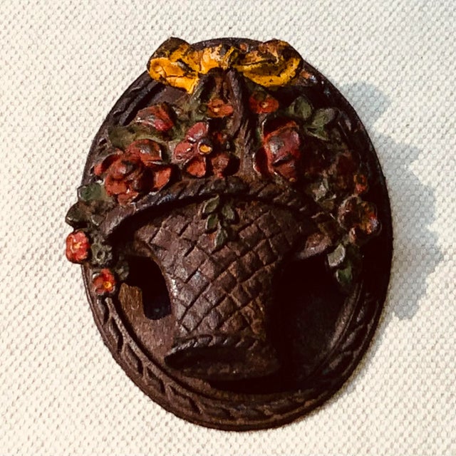Hubley Cast Iron Floral Basket Door Knocker - American Victorian For Sale - Image 12 of 12