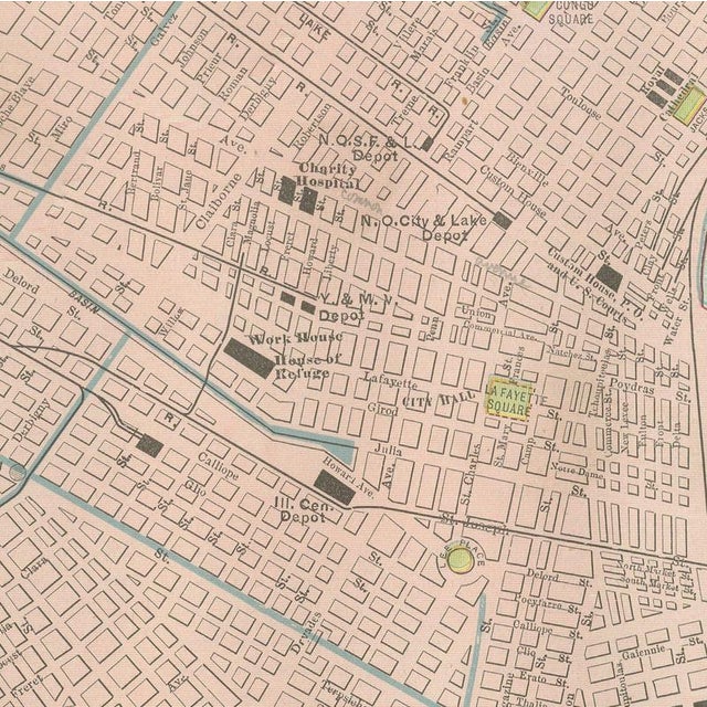 19th Century Antique Map of New Orleans, The Crescent City from Rand McNally, 1899 For Sale - Image 5 of 12