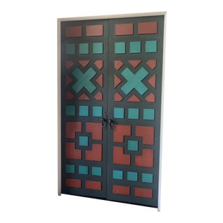 1920 Spanish Revival French Doors With Patterned Detail For Sale