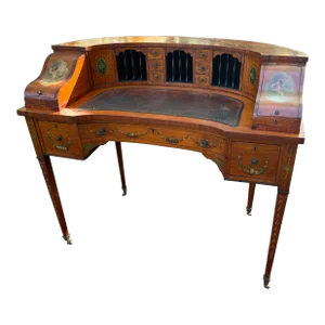 19th Century Hand Painted Satinwood English Adams Ladies Desk