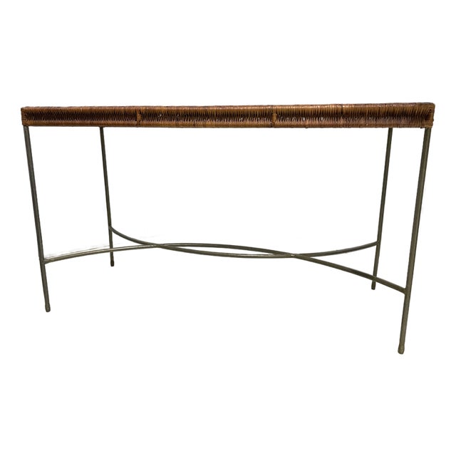 Vintage Wicker Rattan Iron Console Table From Conran’s For Sale