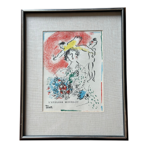 Marc Chagall “L’Atelier Mourlot,” 1965 Original Color Lithograph, Framed
