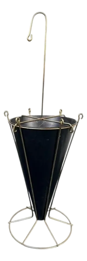 Vintage MCM Brass Umbrella Stand – Atomic Cone Display, Mid Century Entryway Home