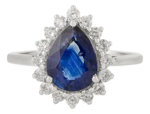 Vr Jewels 1.62 Ct Royal Blue Sapphire Diamond Ring Size 7 in 18k White Gold