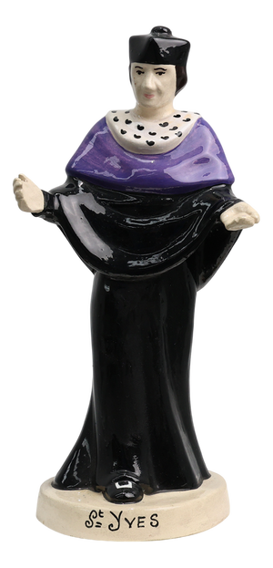 St. Yves Earthenware Statue by Jos Kervella for Henriot Quimper, France, 1947