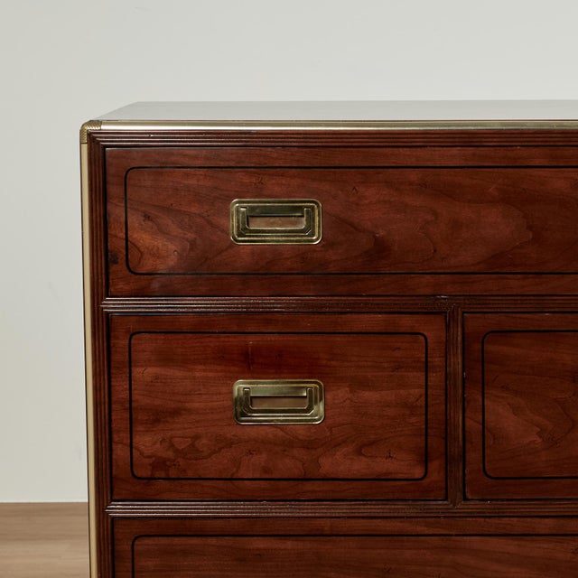 Mid-Century Modern Vintage Campaign Style Chest or Dresser by Baker For Sale - Image 3 of 17