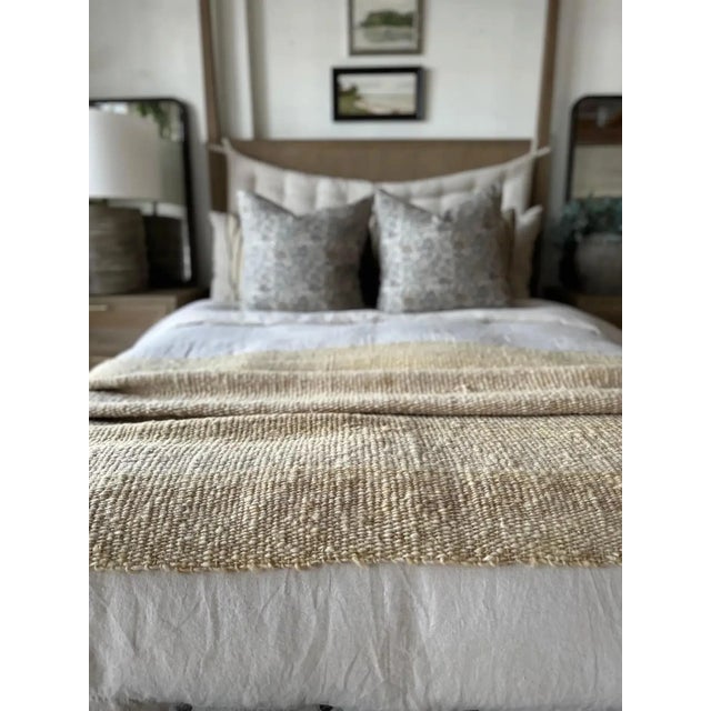 Not Yet Made - Made To Order Hand Made Gold Moss Textured Wool Throw For Sale - Image 5 of 10